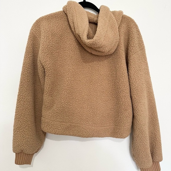 Abercrombie & Fitch soft A.F collection brown Sherpa cropped hoodie size XS - Picture 4 of 4